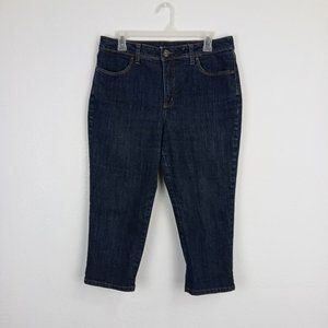 St Johns Bay Capri Jeans Women's Size 12 High Rise Embellished Pockets Stretch